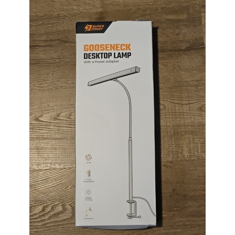 SuperDanny Gooseneck Desktop Lamp 3 Color Termps, Black